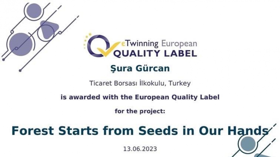 Şura Gürcan öğretmenimimiz yürüttüğü proje ile Ulusal Kalite Etiketi ve Avrupa Kalite Etiketi almaya hak kazandı.